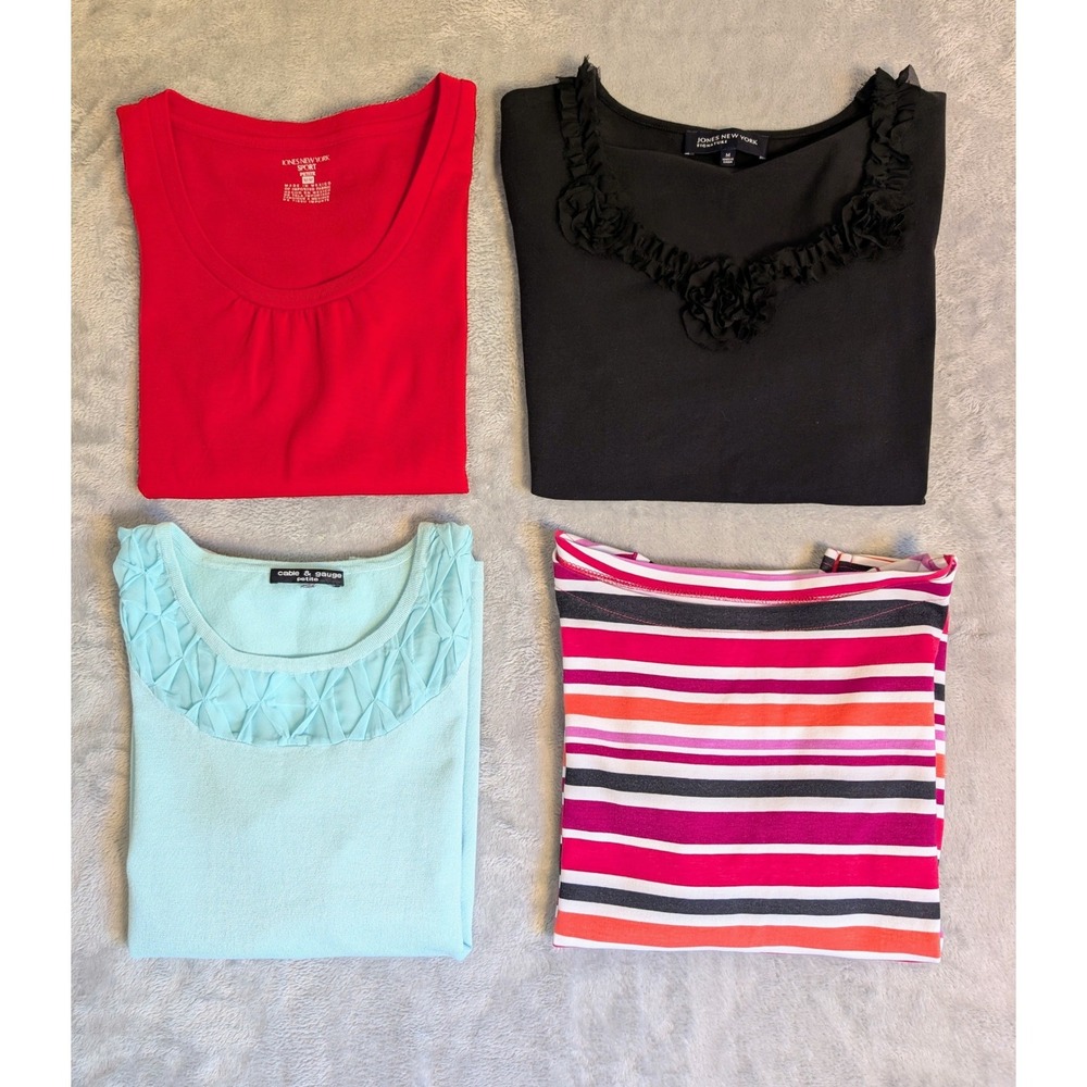 Women's Lot of 4 Knit Tops MP Jones New York Cable & Gauge Kim Rogers